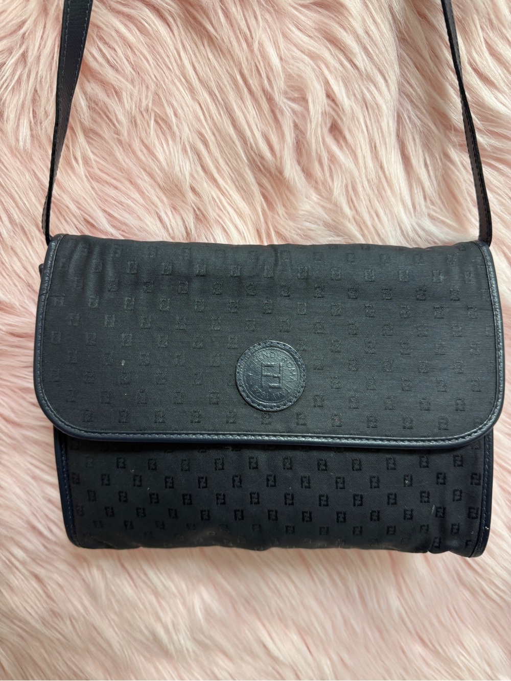 Vintage Fendi Black Crossbody Shoulder Bag